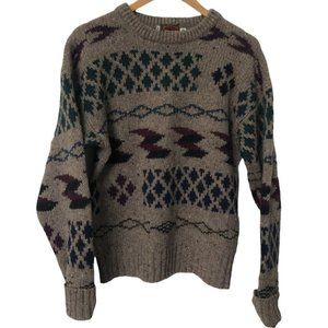 Vintage Boston Traders Wool Funky Geometric Grandpa Sweater